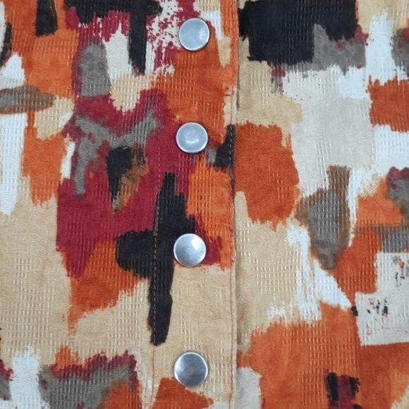 Christopher & Banks Retro 70's Hippie Shirt Shaket Jacket Warm Calico Sz L - Picture 8 of 12